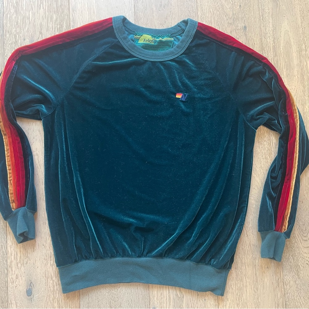 Aviator Nation emerald green velour sweatshirt